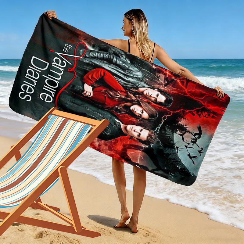 Vampire Diaries Print Strandtuch, Großes Weiches Schnelltrocknendes Handtuch für Strand Camping Schwimmen