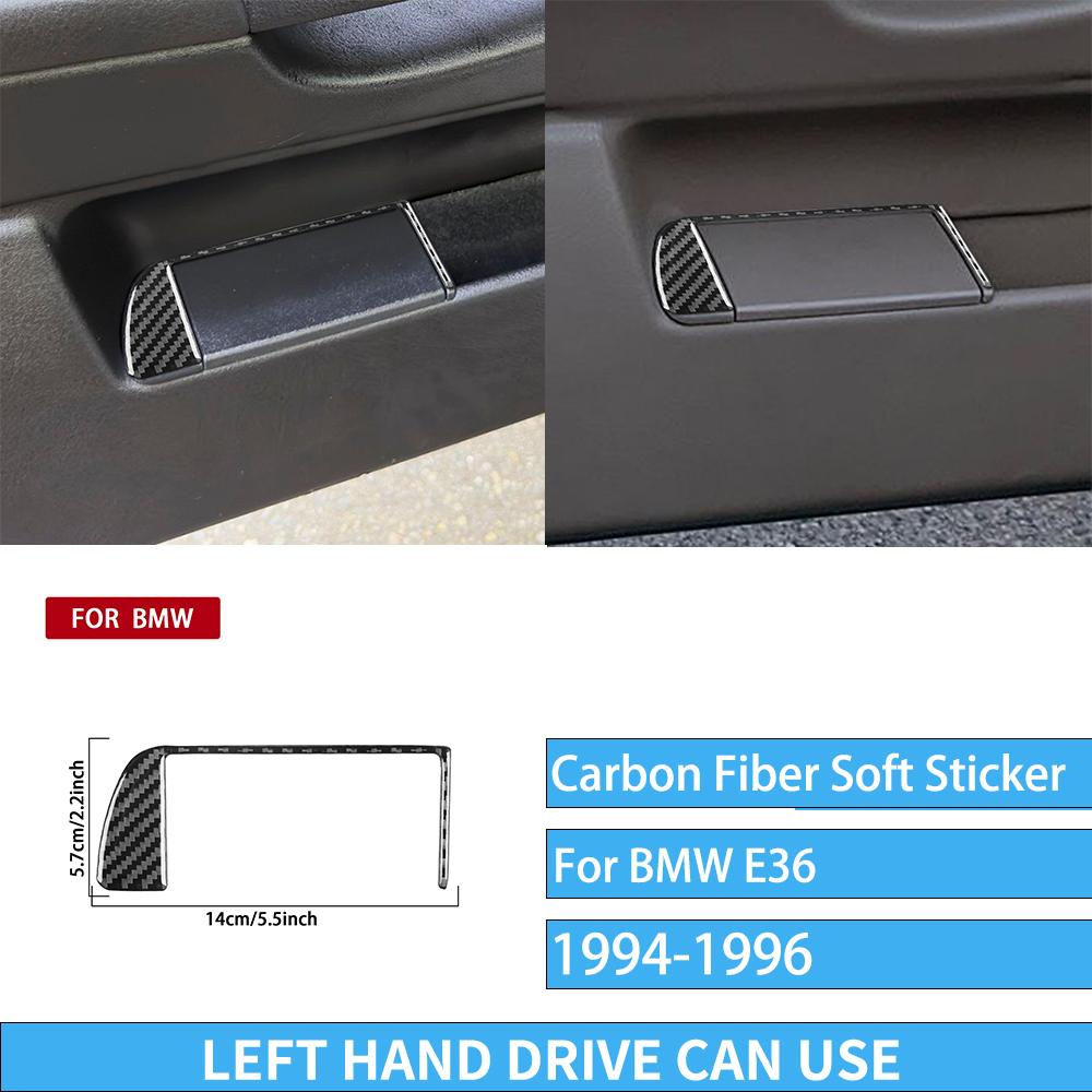 Real Carbon Fiber Car Accessories Driver Door Storage Frame Trim Cover Soft Sticker For BMW E36 3 Series/M3 1994 1995 1996