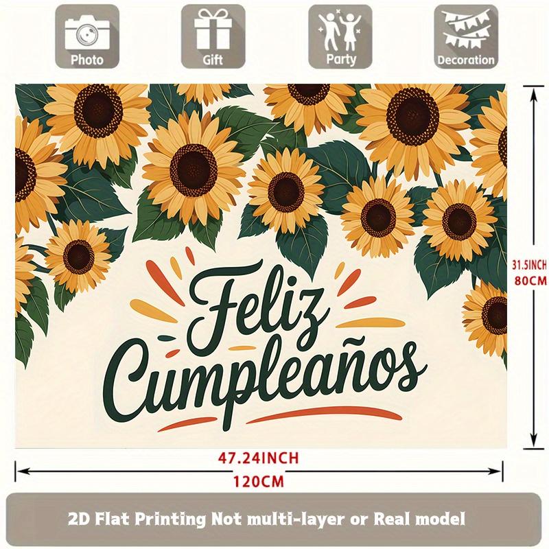 Party Backdrop Flat Spanish Sunflower Patterned Made Well Backgrounds Photo Booth Background Birthday Party Decor