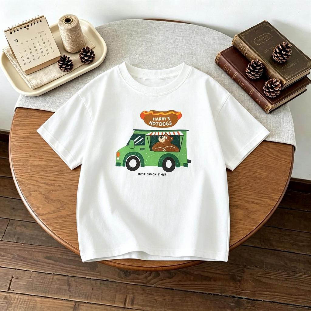 17 Age Childrens Clothes Short Sleeve Tops Tees Printed Fruit Fashion Baby Girls Tshirt Crewneck Casual Loose Simple Tshirts