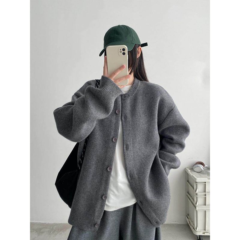 2026 Spring New Plus Size Women's Sweater Cardigan Coat Mid-Length Slimming Lazy Style Knitted Top