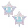 2 Pcs Iridescent 4D Balloons Large Holographic Foil Balloon Rainbow Mylar Aluminum Balloon for Birthday Wedding Baby Shower Party Decoration