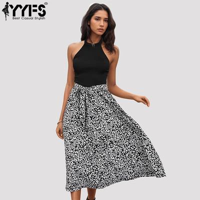 Damenmode, Sommer, Frühling, Leopardenmuster, ärmellos, mittlere Taille, Freizeitkleider