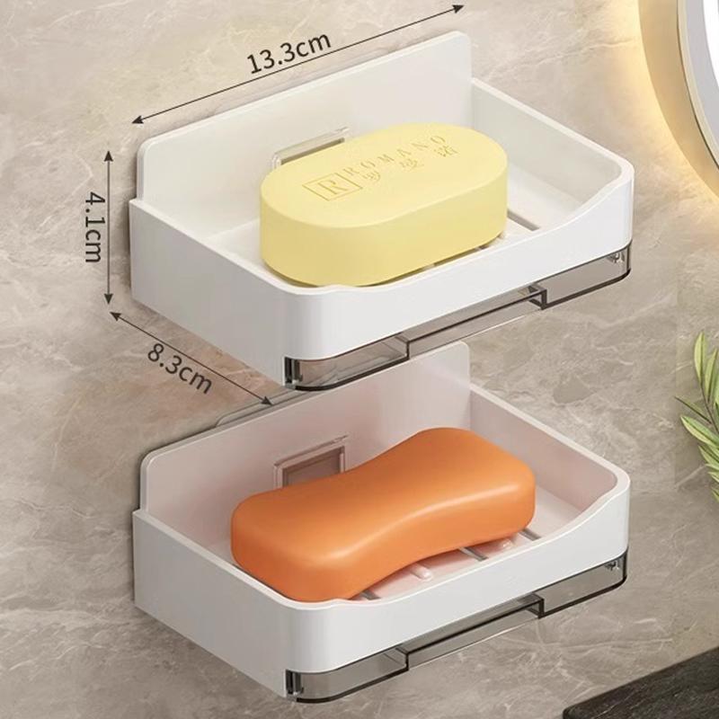 1-2Pcs Bathroom Supplies Box for Bathroom Soap Dish Wall-mounted No Punch Container Holder Products Household Merchandises Home