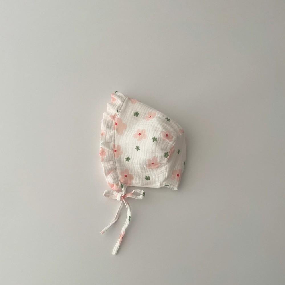 Floral Printed Sunshade Cap Breathable Princess Hat New Ear Protection Hat  Newborn