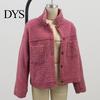 Trendy Women Outerwear Winter Jacket with Double Pockets Thick Fleece Button Closure Cardigan Coat Long Sleeves Warm Windproof Heat Retention Outdoor