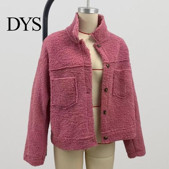 Trendy Women Outerwear Winter Jacket with Double Pockets Thick Fleece Button Closure Cardigan Coat Long Sleeves Warm Windproof Heat Retention Outdoor
