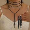 New Multi-layered Necklace - Stylish and Simple Long Fringed Pendant Necklace for Collarbone Chain for Women