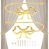 2Pcs Curtain Holdbacks Metal Bow Curtain Holdback Window Decor Finish Wall Hooks for Office Home Bedroom Luxe Drapes Tie Back