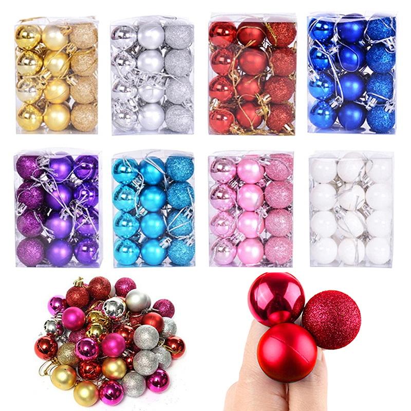 24 Piezas 3Cm Adornos de Bolas de Navidad Bolas para Árbol de Navidad Colgante para Árbol de Navidad Suministros Festivos para Fiestas Decoración Navideña