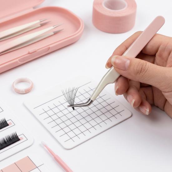 False Eyelash Tweezers for Eyelash Extension Stainless Steel Tweezers with Curved And Elastic Handle Makeup Eyelash Tool for Professional Makeup