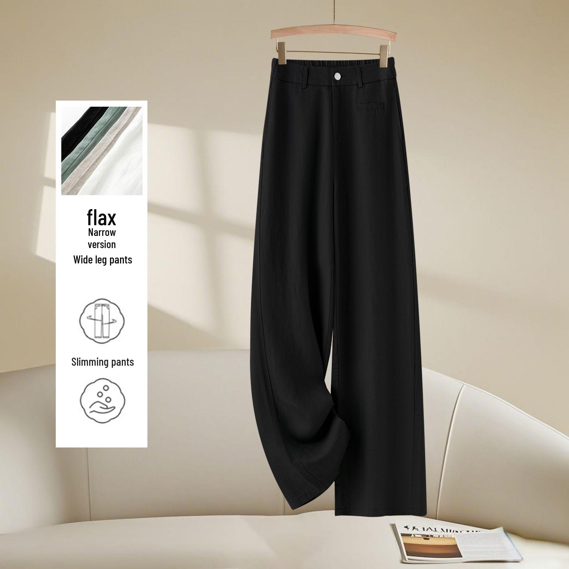 Women s Tencel Linen Elastic High Waist Slimming Straight Leg Pants - Spring Summer 2026 Collection 31/3XL