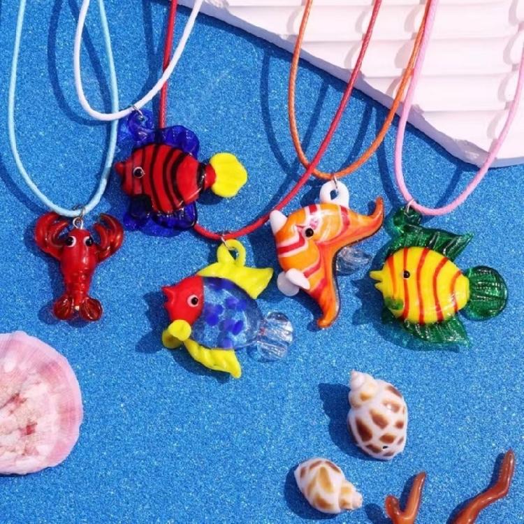 Glaze Fish Charm Necklace Unique Rope Necklace Multifuntional Neck Jewelry Pendant Necklace Suitable for Any Occasion