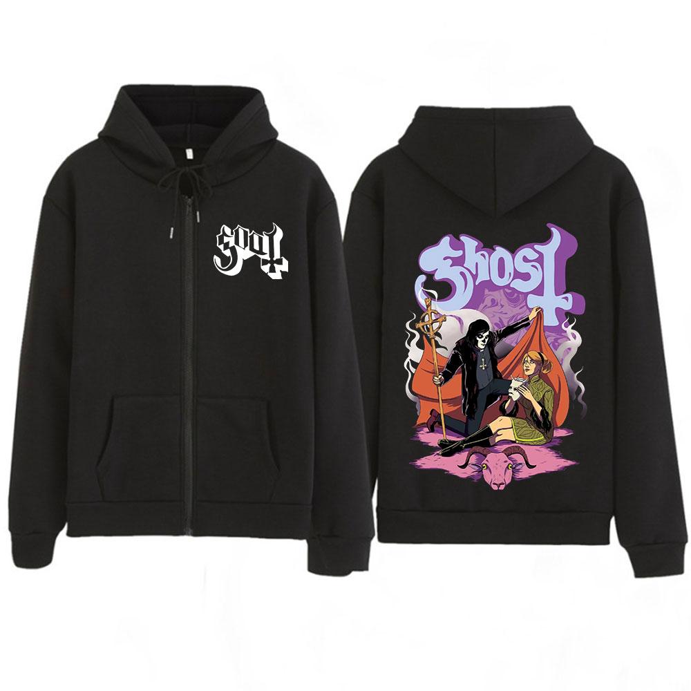 Ghost Skeletour World Tour Album Harajuku Zipper Hoodies Unisex Gothic Oversized Zip Up Sweatshirts Harajuku Hip-hop Coat
