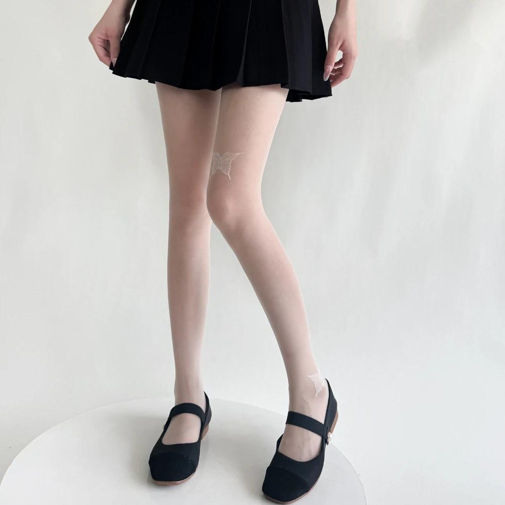 Butterfly Print Tights Pantyhose Sexy Lingerie Ultra-Thin Nylon Thigh High Stockings Women Tights Lolita Black Tights Pantyhose