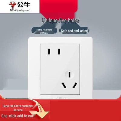 In-wall 10A Slanted 5-Hole Power Socket