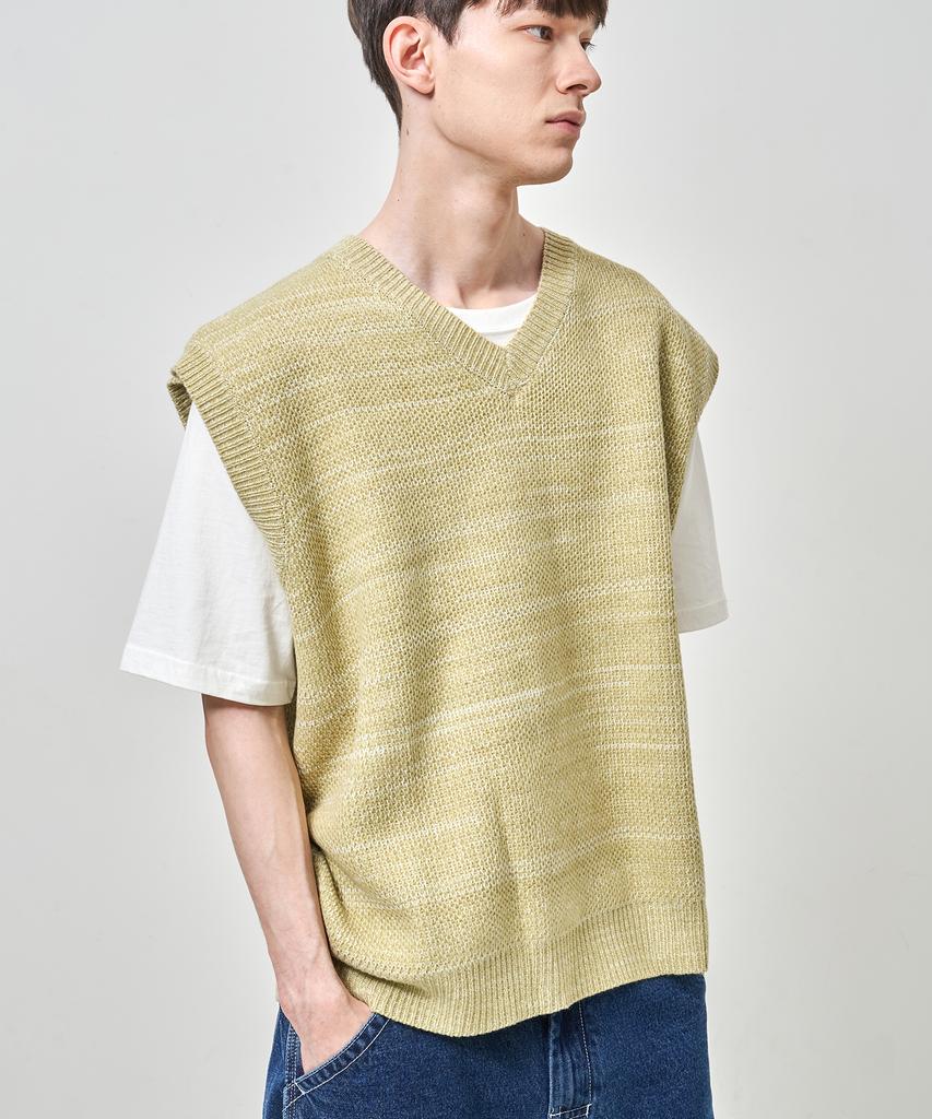 Aott Two-Tone Color Block Knit Vest Lime