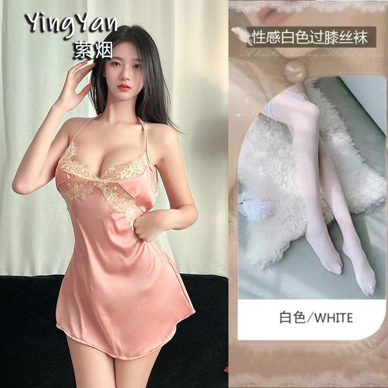 Sex underwear sexy thin ice silk suspender nightdress temptation hollow temptation beautiful back dress uniform