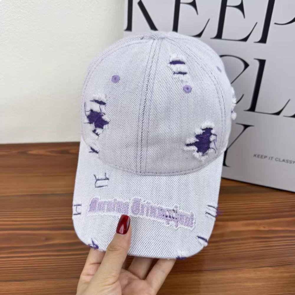 Distressed Baseball Cap Washed Cotton Wide Brim Embroidery Letter Hat for Men Women Outdoor Casual Sun Cap