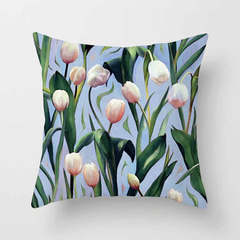 Fashion Tropical Plant Polyester Pillow Case Office Fabric Sofa Cushion Cover Home Polyester Pillow Case