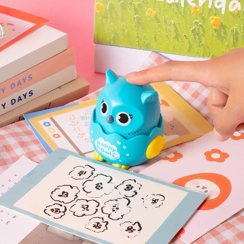 Simulation Animal Owl Clockwork Toy Children's Cartoon Winding Creative Press Owl Inertia Toy Small Baby Birthday Gifts