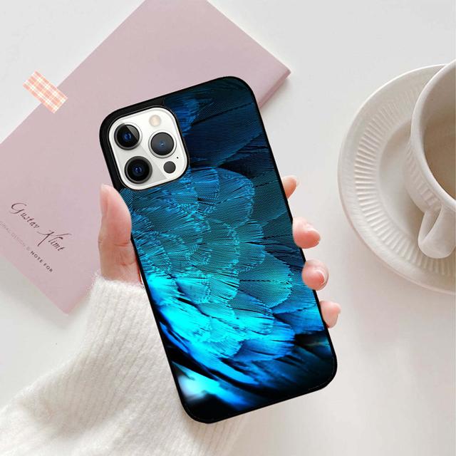 Türkis Stein Flora Pfauenfeder Handyhülle Abdeckung für iPhone 5 6 7 8 Plus X XR XS SE2020 Apple 11 12 13 mini Pro Max