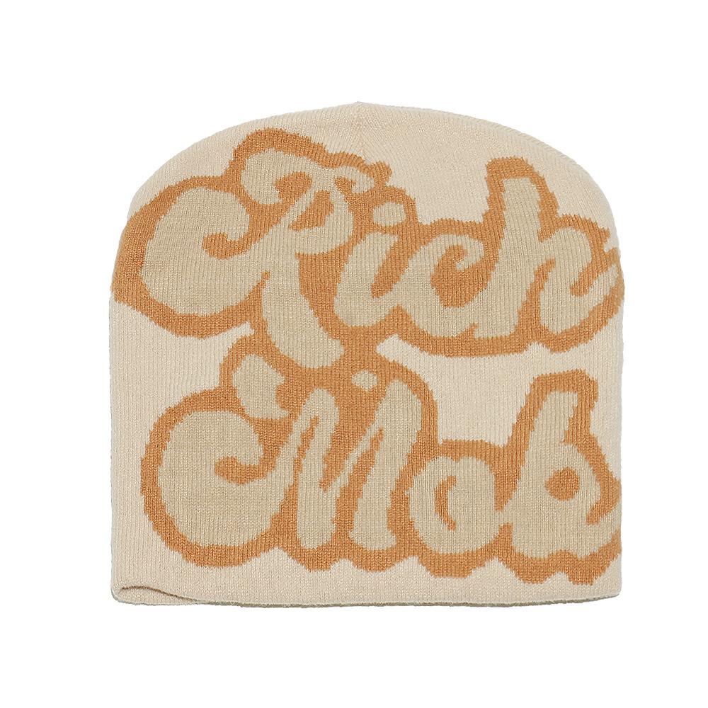 Temu Autumn and Winter New Knitted Pullover Hat Multi-color Letter Cold Hat Men's and Women's Wool Knitted Hat