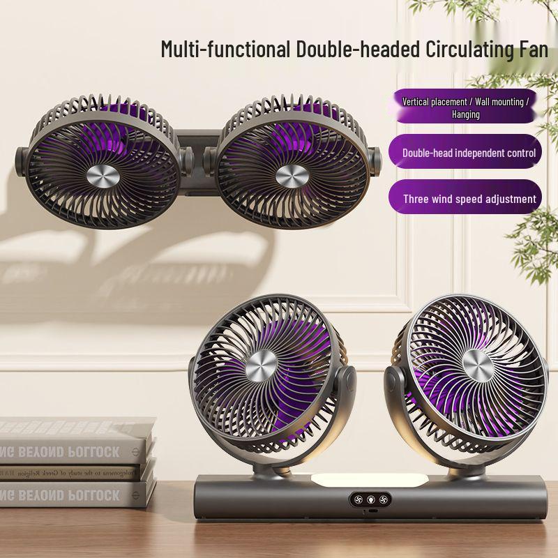 2026 Dual-Head USB Standing Desk Fan with Digital Display & Quiet Operation for Dorms