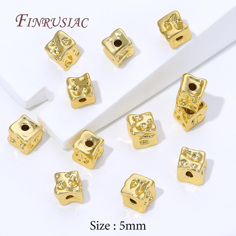 4/8Pcs 18K Gold Plated Decorative Beads,Spacer Beads For Jewelry Making,Metal Separator Bead For Bracelets DIY Accessories