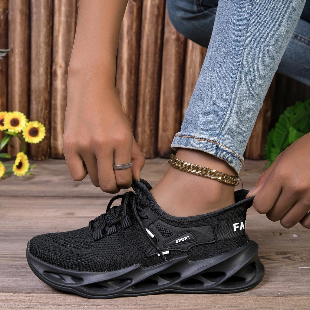 Fashion Women's Casual Slip-On Sports Shoes Soft Bottom Lace-Up Sock-Style Mesh Sneakers Comfortable Breathable Footwear for Ladies