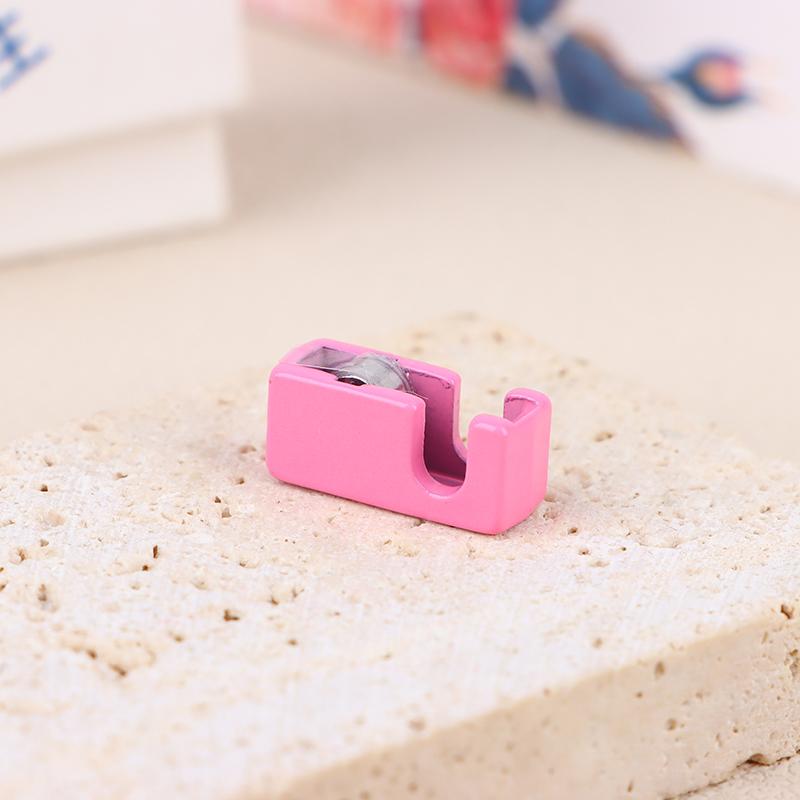 1/12 Dollhouse Tape Dispenser Dolls House Mini Tape Cutter Dollhouse Stationery Decor Office School Pretend Play Toy
