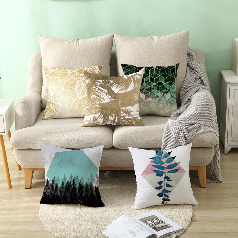 Ins Nordic Style Home Soft Decoration Gold Sofa Pillowcase Digital Printing Office Cushion Cover Pillowcase