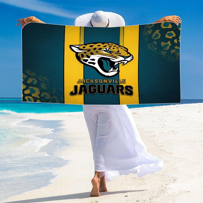 Jacksonville Jaguars Print Beach Towel, Large Soft Quick Dry Towel for Beach Camping Swimming