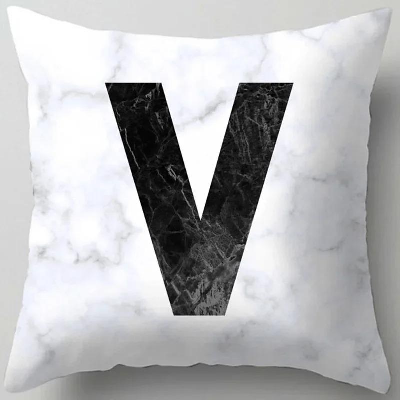 Home Decor Marble Letter Printed Pillowcase Decorative Pillow Sofa Cushion Cover