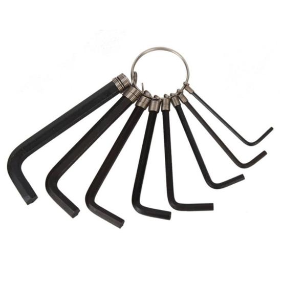 8Pcs Steel Hexagon Hex End Key Wrench Set with Spring Circle Bike Repair Tool