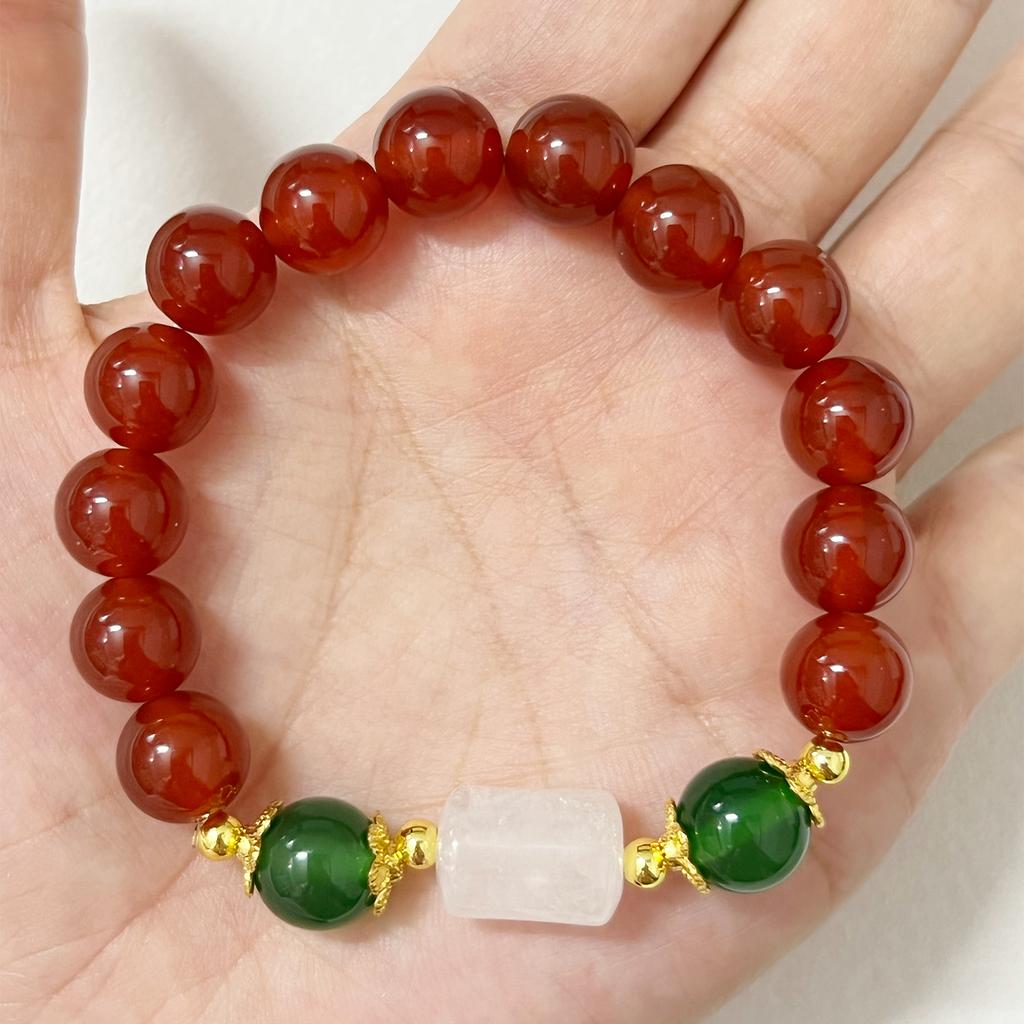 10mm Natural Stone Beaded Stretch Bracelet for Women Jewelry Gift Round Gemstone Agate Bangle