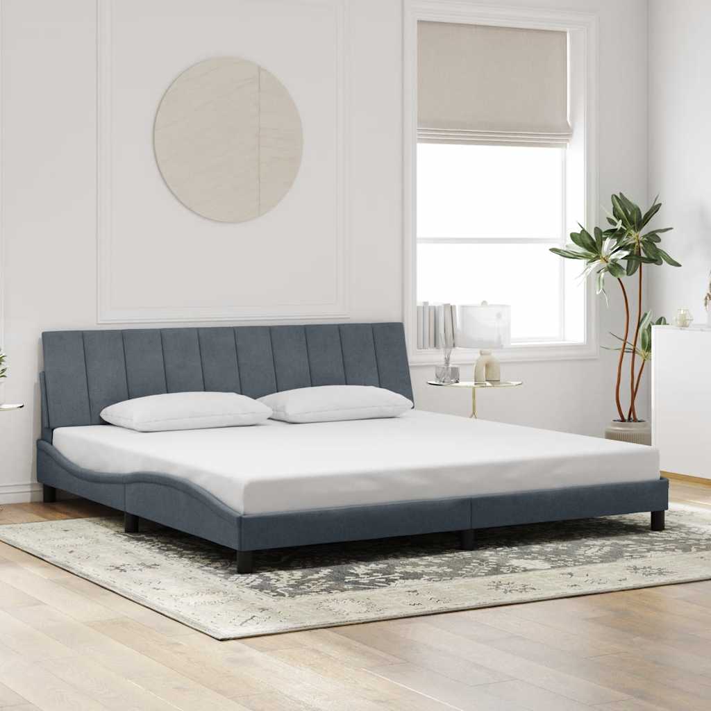 Bed Frame without Mattress Hanko Dark Grey 200x200 cm Velvet