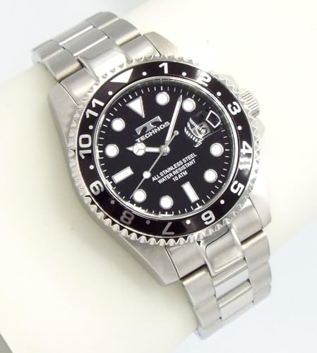 TECHNOS Taucheruhr, Edelstahl, Drehlünette, Schwarz, TASM419ASB [Parallelimport]