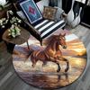 Galloping Horse Round Area Rug,Carpet Rug for Living Room Bedroom Sofa Playroom Decor,Non-slip Floor Mat