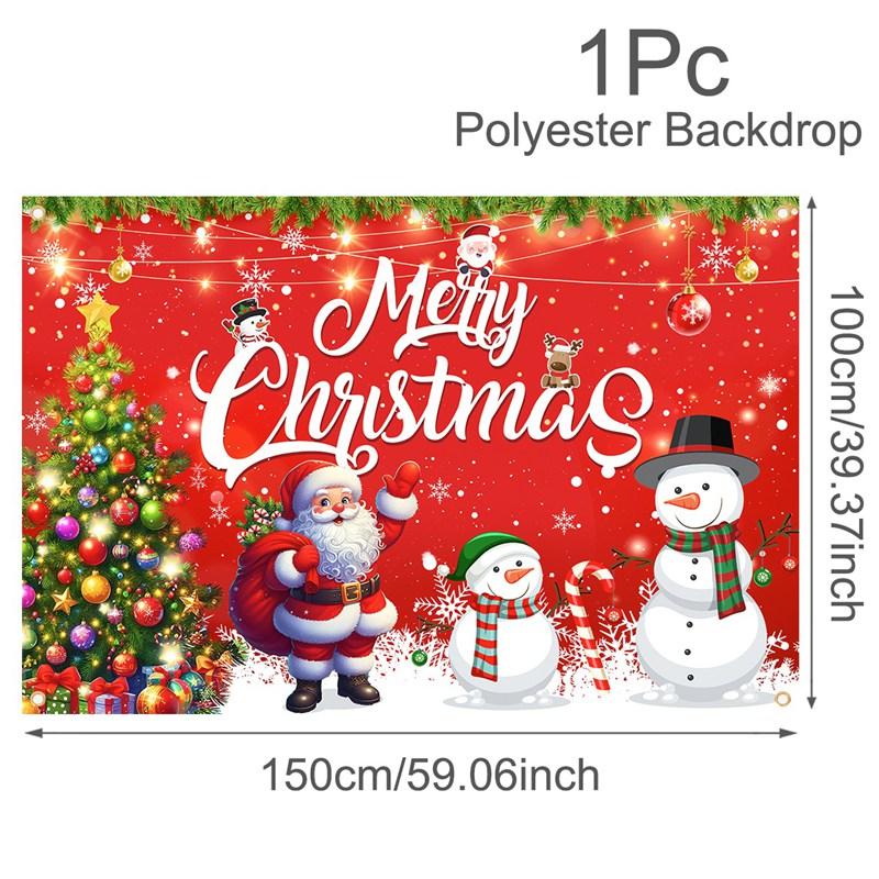 Merry Christmas Backdrop Banner Santa Snowman Background Christmas Decorations for Home2026 Navidad Noel Xmas Gifts NewYear 2026