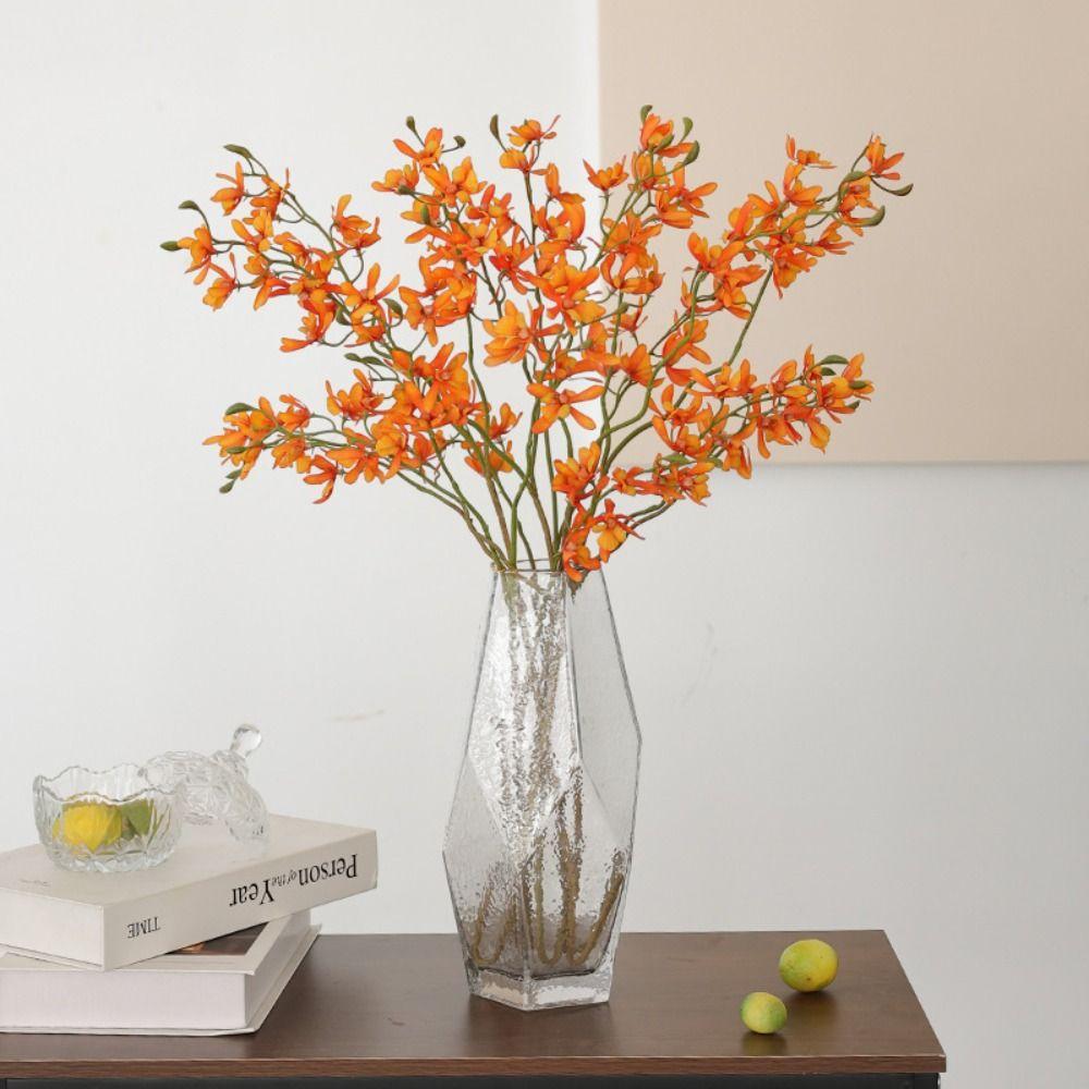 Real Touch Artificial Papilio Orchid 3 Fork Simulation Phalaenopsis  Home Office Decor