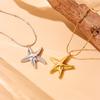 Gold Starfish Pendant Necklace, Dainty Beaded Box Chain Necklace, Chunky Ocean Jewelry for Women Daily Wear Gift