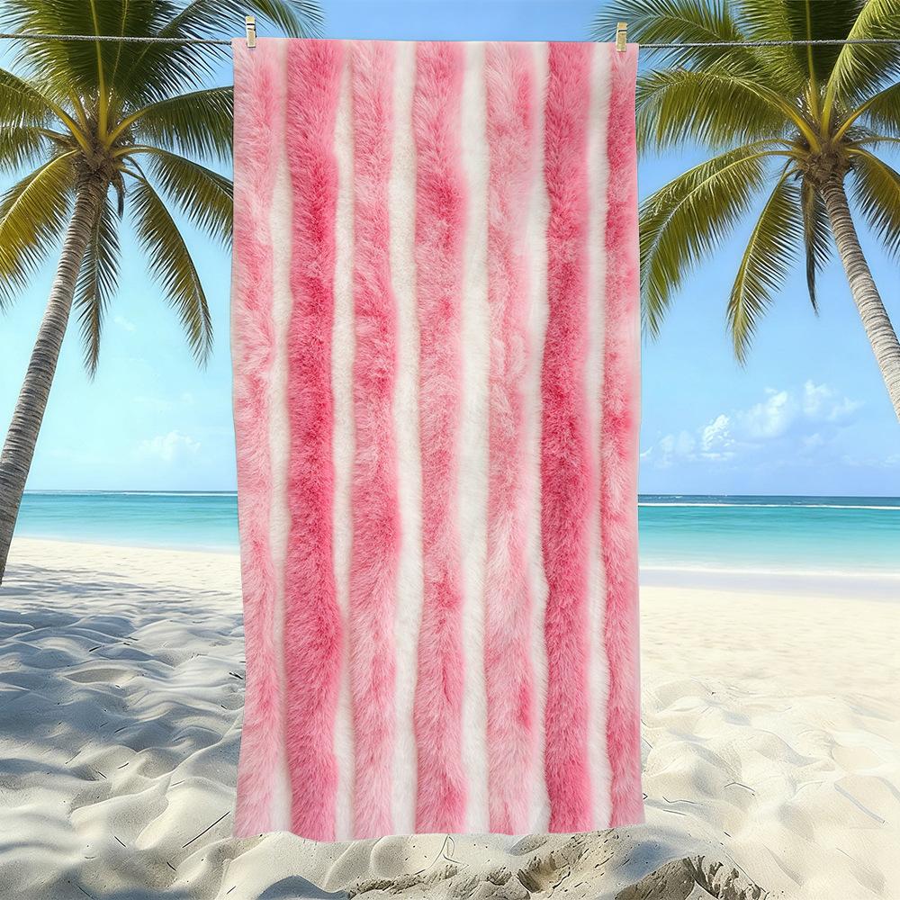 Populaire gestreepte bedrukte strandlaken Sneldrogend Zandvrij Volwassen Zwem Bad Handdoek Microvezel Handdoek