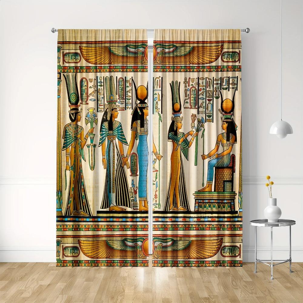 2 Stück, Boho Damen Print Vorhang mit Stangentasche zur Montage, Digitaldruck Vorhänge, Polyestermaterial, Geeignet für Wohnzimmer, Schlafzimmer