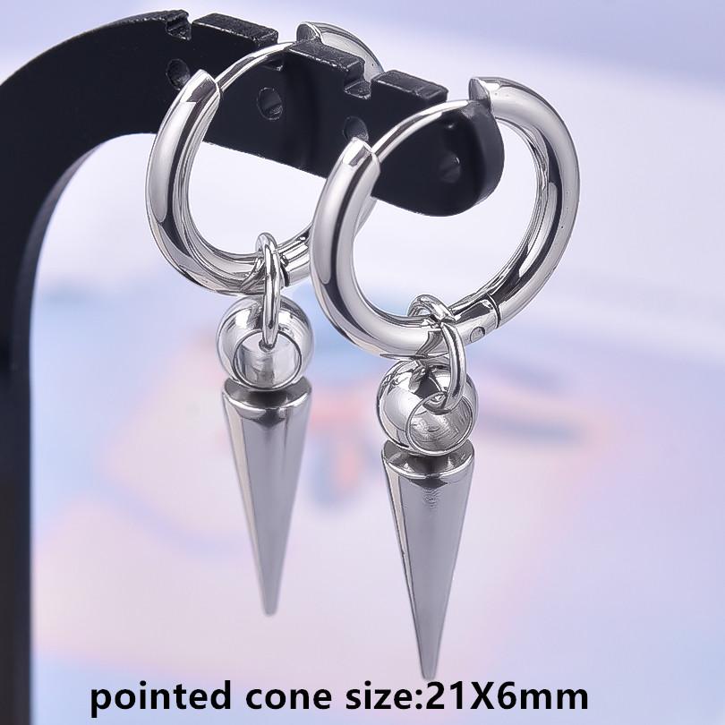 Nicht verblassend Unterschiedliche Länge Spitzkegel Hängeohrringe Edelstahl Runde Creolen für Damen Herren Schmuck Ohrpiercing Geschenk