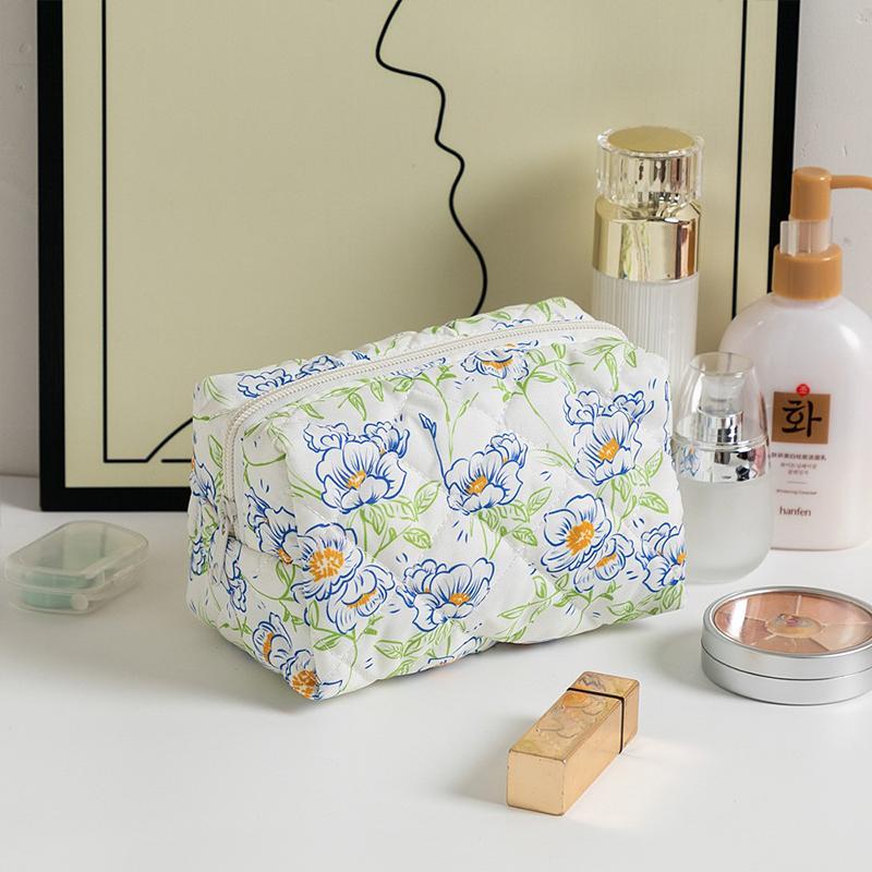 Floral Print Travel Portable Minimalist Large Capacity Soft Storage Makeup Bag