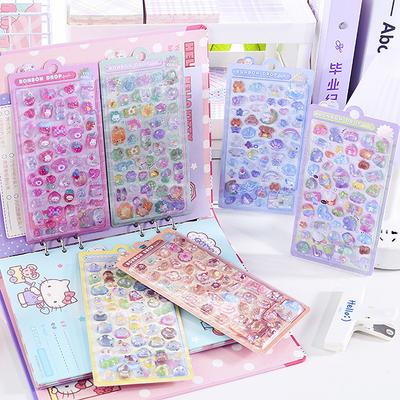 1 Hoja Adhesivos 3D con Relieve de Animalitos Dulces Divertidos para Scrapbooking DIY Decoración de Diario Papelería para Journaling Calcomanías Kawaii