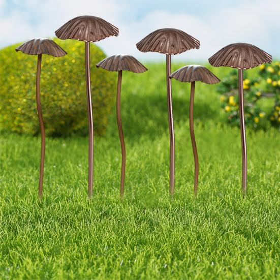 1/5/6/8/10Pcs Wrought Iron Mushroom Decoration Set Lightweight Stable Structure Desk Ornament Garden Home Decor