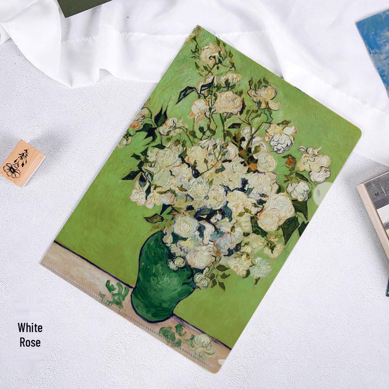World-Famous Paintings L-Shaped A4 Folder - Monet & Van Gogh Art Design for Students and Office