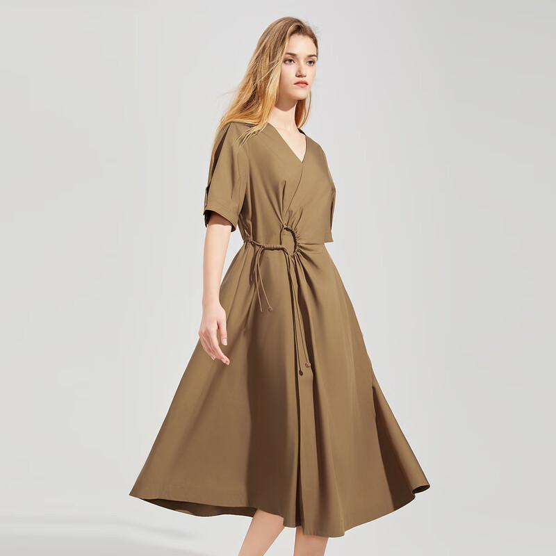 Women's Commuter V-Neck Short Sleeve Midi Dress